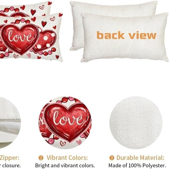 Valentines Day Pillow Cover 12X20 Inch Set of 2 / BRAND NEW - Picture 4 of 4